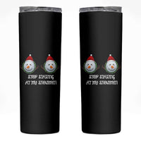 Funny Christmas Adult Humor Skinny Tumbler Stop Staring At My Snowmen Boobs Xmas Embarrassing - Wonder Print Shop