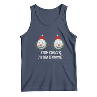 Funny Christmas Adult Humor Tank Top Stop Staring At My Snowmen Boobs Xmas Embarrassing - Wonder Print Shop