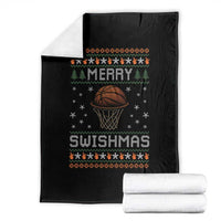 Funny Christmas Basketball Throw Blanket Merry Swishmas Ugly Xmas Swish Technique - Wonder Print Shop