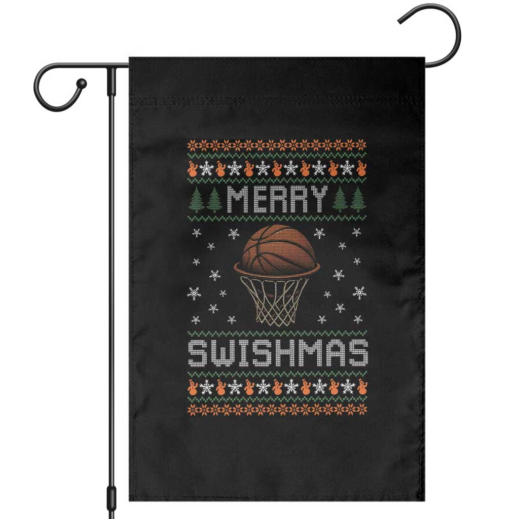 Funny Christmas Basketball Garden Flag Merry Swishmas Ugly Xmas Swish Technique - Wonder Print Shop