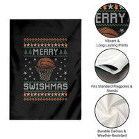 Funny Christmas Basketball Garden Flag Merry Swishmas Ugly Xmas Swish Technique - Wonder Print Shop
