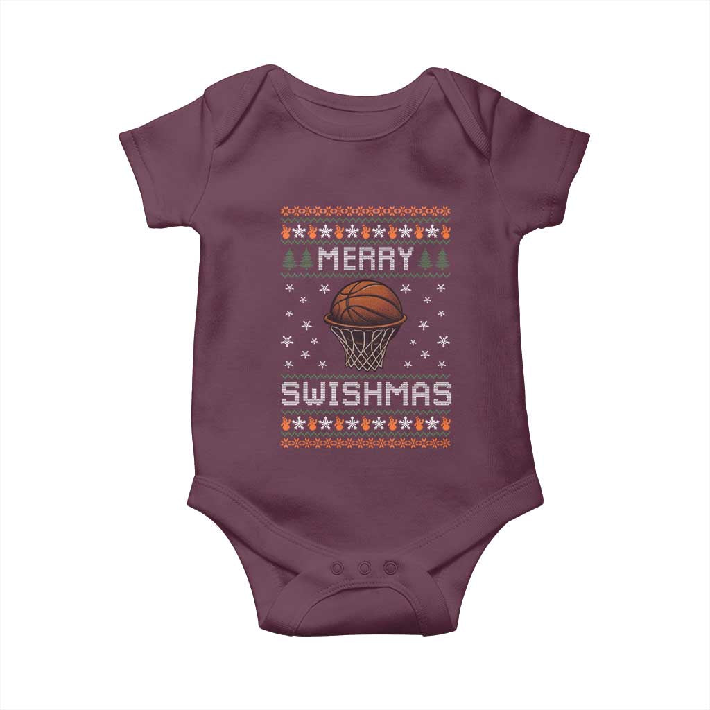 Funny Christmas Basketball Baby Onesie Merry Swishmas Ugly Xmas Swish Technique - Wonder Print Shop