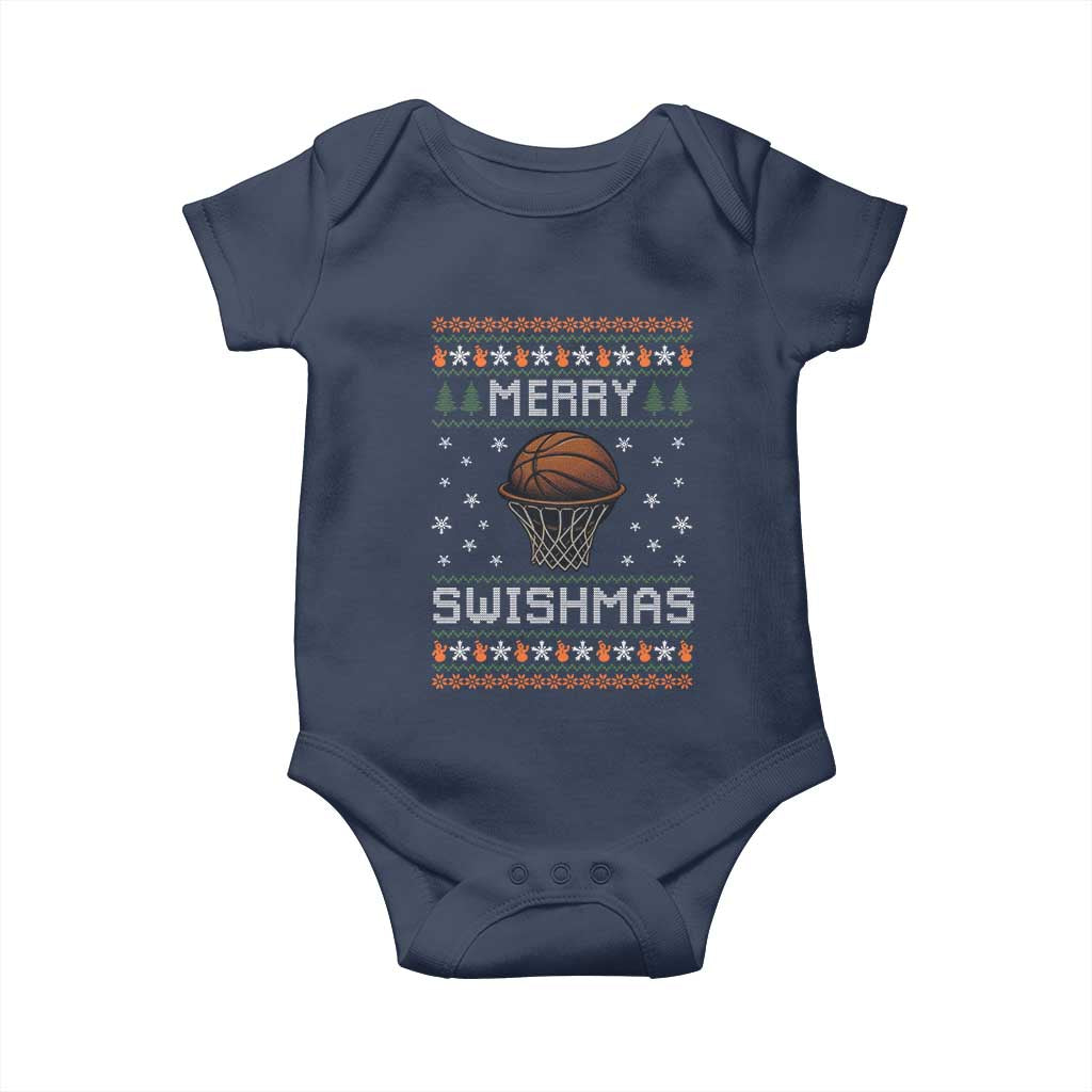 Funny Christmas Basketball Baby Onesie Merry Swishmas Ugly Xmas Swish Technique - Wonder Print Shop