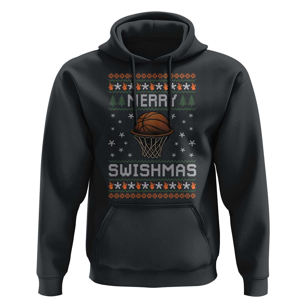 Funny Christmas Basketball Hoodie Merry Swishmas Ugly Xmas Swish Technique - Wonder Print Shop