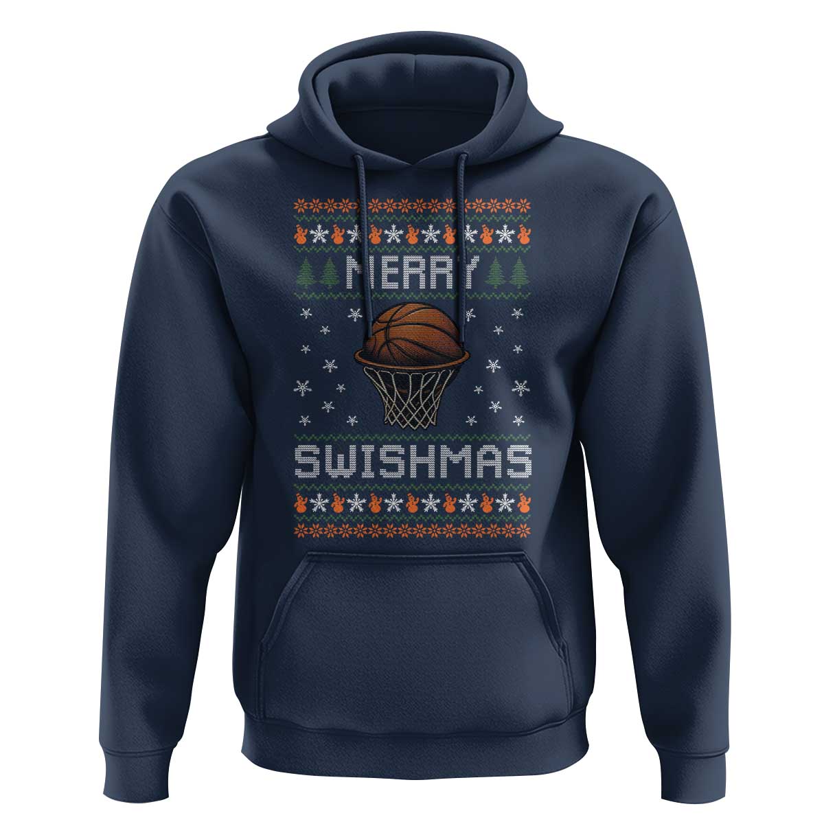 Funny Christmas Basketball Hoodie Merry Swishmas Ugly Xmas Swish Technique - Wonder Print Shop
