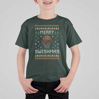 Funny Christmas Basketball T Shirt For Kid Merry Swishmas Ugly Xmas Swish Technique - Wonder Print Shop