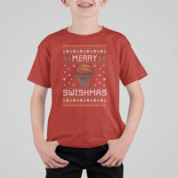 Funny Christmas Basketball T Shirt For Kid Merry Swishmas Ugly Xmas Swish Technique - Wonder Print Shop