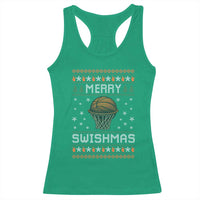Funny Christmas Basketball Racerback Tank Top Merry Swishmas Ugly Xmas Swish Technique - Wonder Print Shop