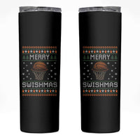 Funny Christmas Basketball Skinny Tumbler Merry Swishmas Ugly Xmas Swish Technique - Wonder Print Shop