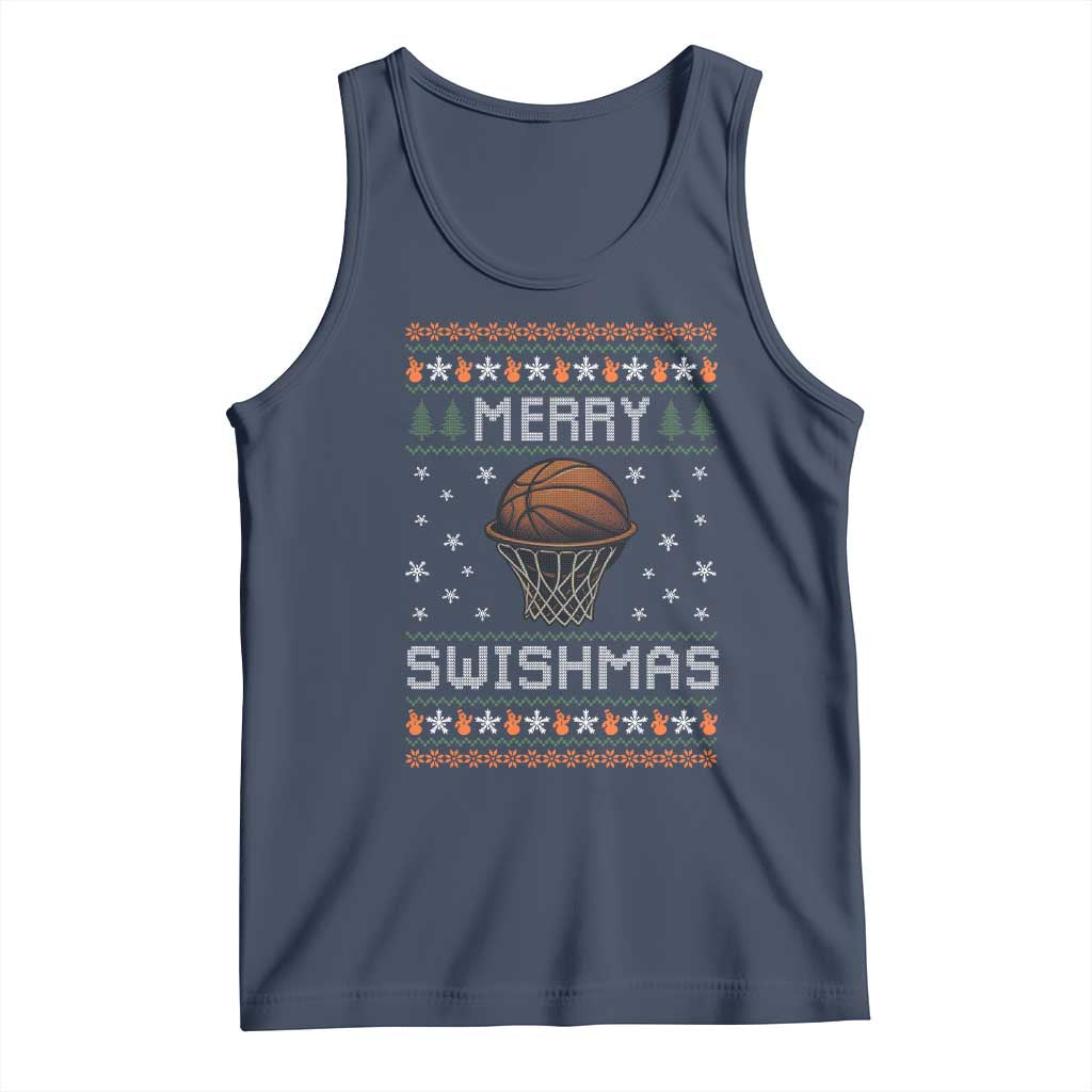 Funny Christmas Basketball Tank Top Merry Swishmas Ugly Xmas Swish Technique - Wonder Print Shop