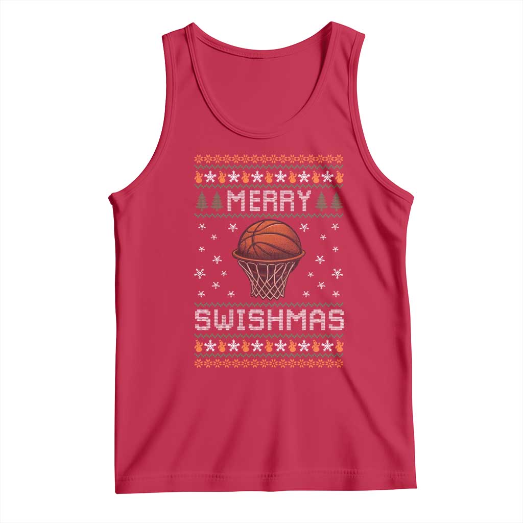 Funny Christmas Basketball Tank Top Merry Swishmas Ugly Xmas Swish Technique - Wonder Print Shop