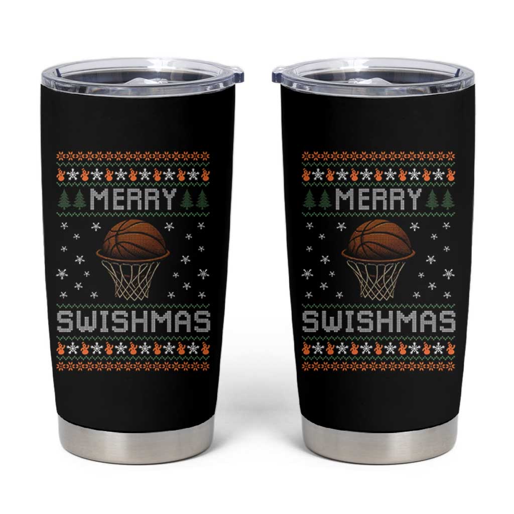 Funny Christmas Basketball Tumbler Cup Merry Swishmas Ugly Xmas Swish Technique - Wonder Print Shop