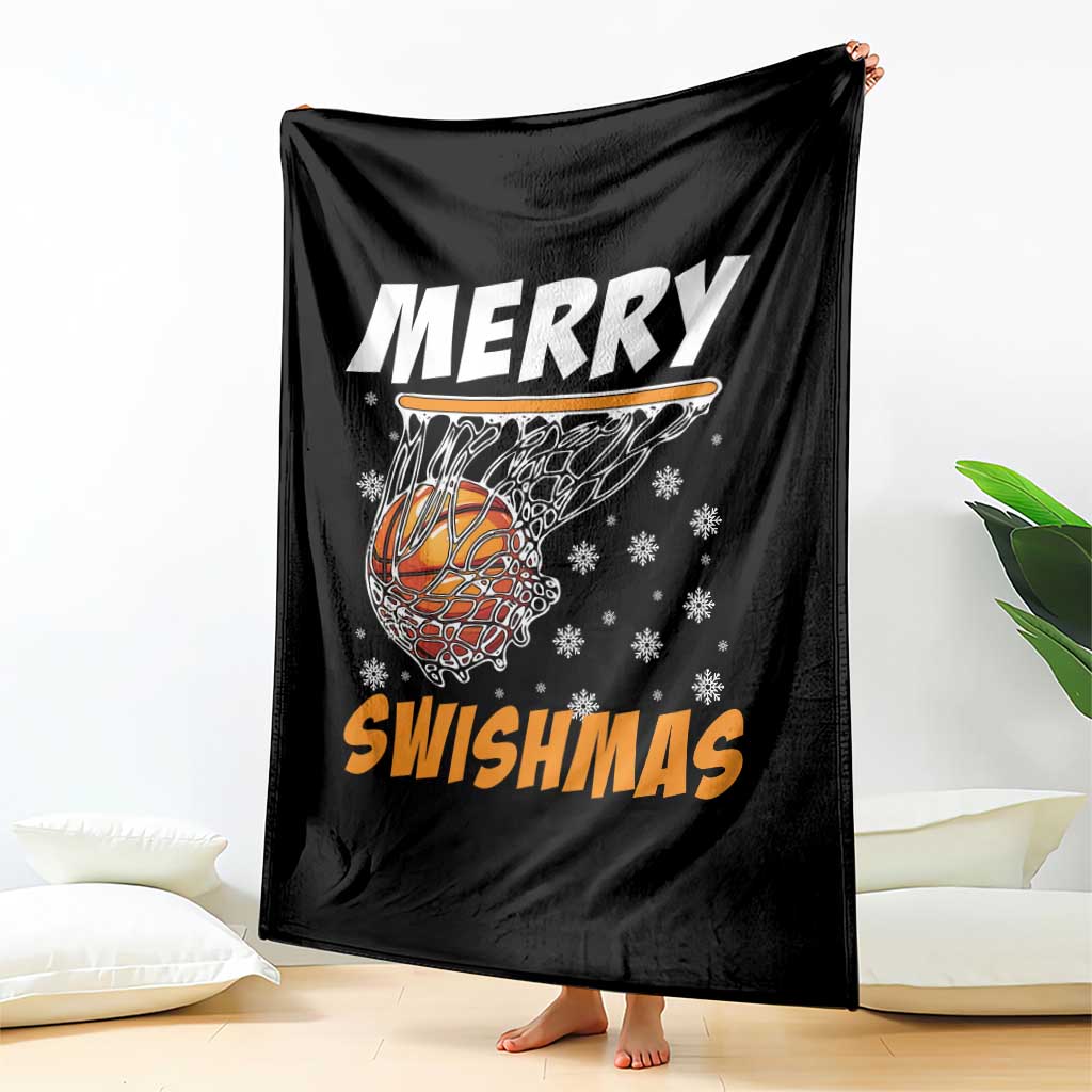 Funny Christmas Basketball Throw Blanket Merry Swishmas Xmas Swish Technique - Wonder Print Shop
