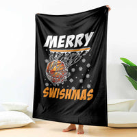 Funny Christmas Basketball Throw Blanket Merry Swishmas Xmas Swish Technique - Wonder Print Shop