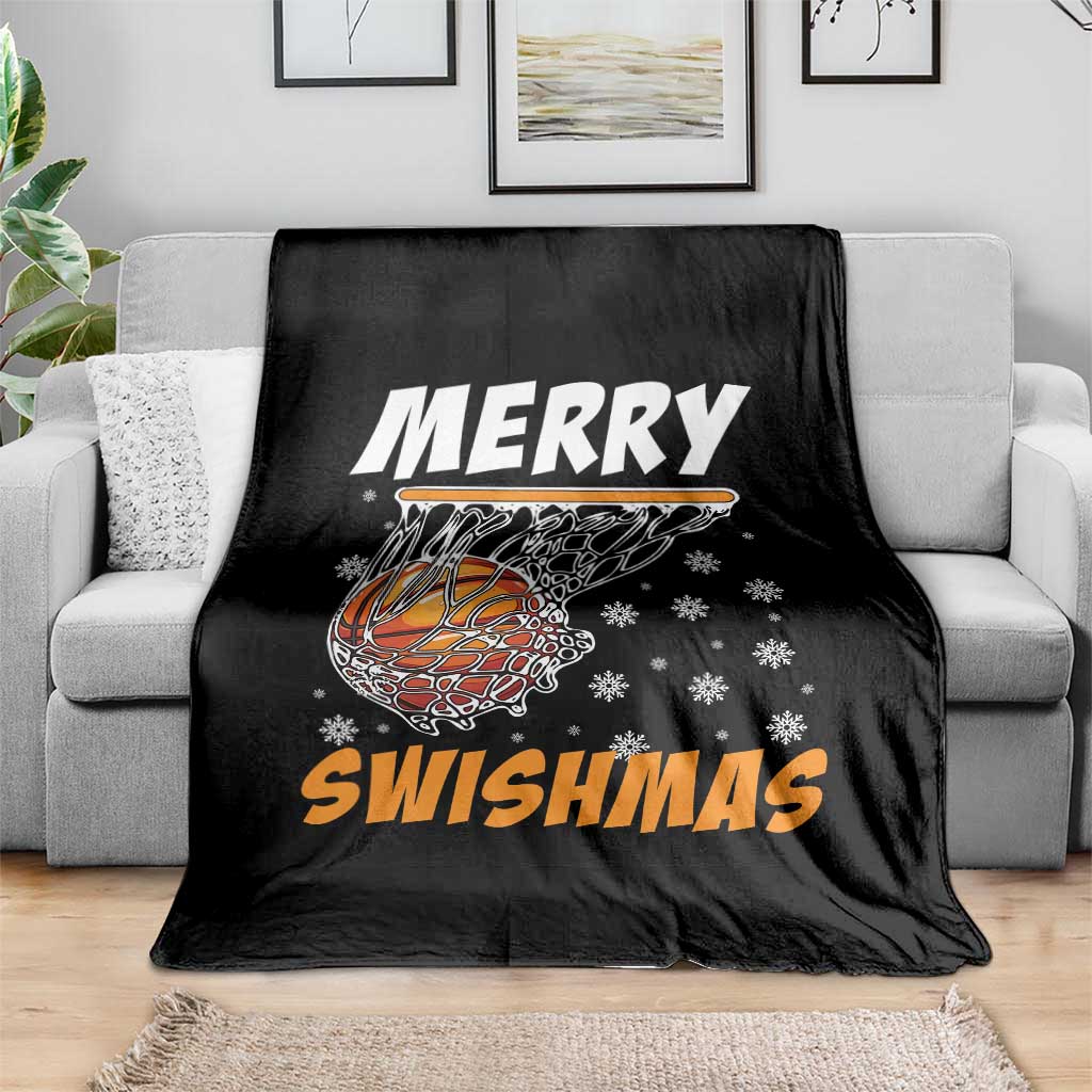 Funny Christmas Basketball Throw Blanket Merry Swishmas Xmas Swish Technique - Wonder Print Shop