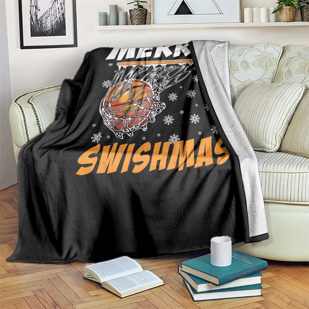 Funny Christmas Basketball Throw Blanket Merry Swishmas Xmas Swish Technique - Wonder Print Shop