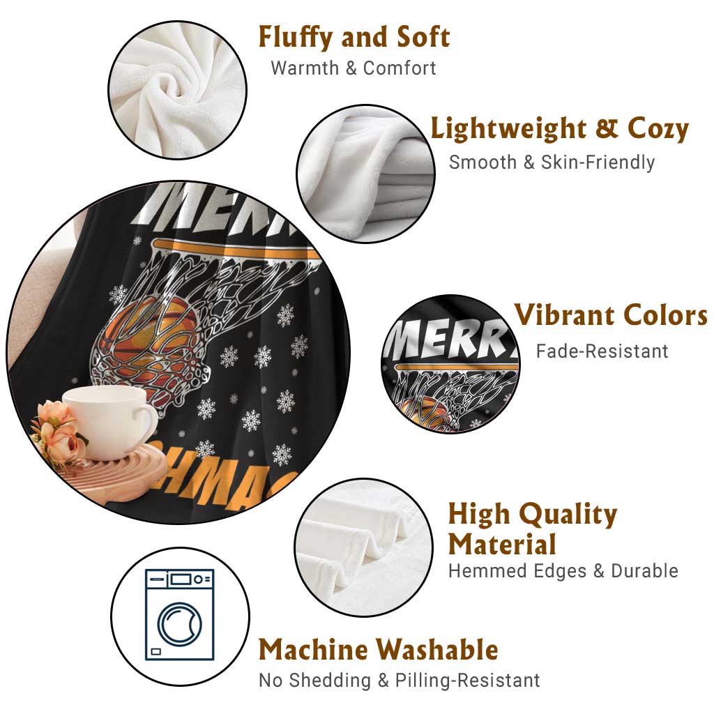 Funny Christmas Basketball Throw Blanket Merry Swishmas Xmas Swish Technique - Wonder Print Shop