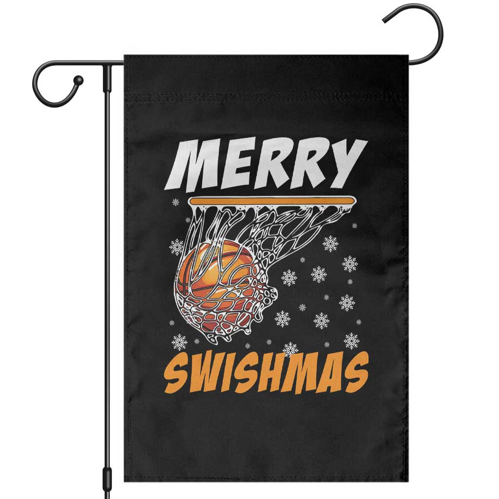 Funny Christmas Basketball Garden Flag Merry Swishmas Xmas Swish Technique - Wonder Print Shop