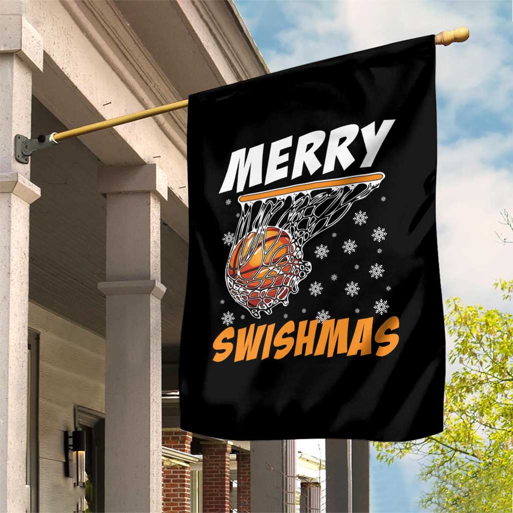 Funny Christmas Basketball Garden Flag Merry Swishmas Xmas Swish Technique - Wonder Print Shop