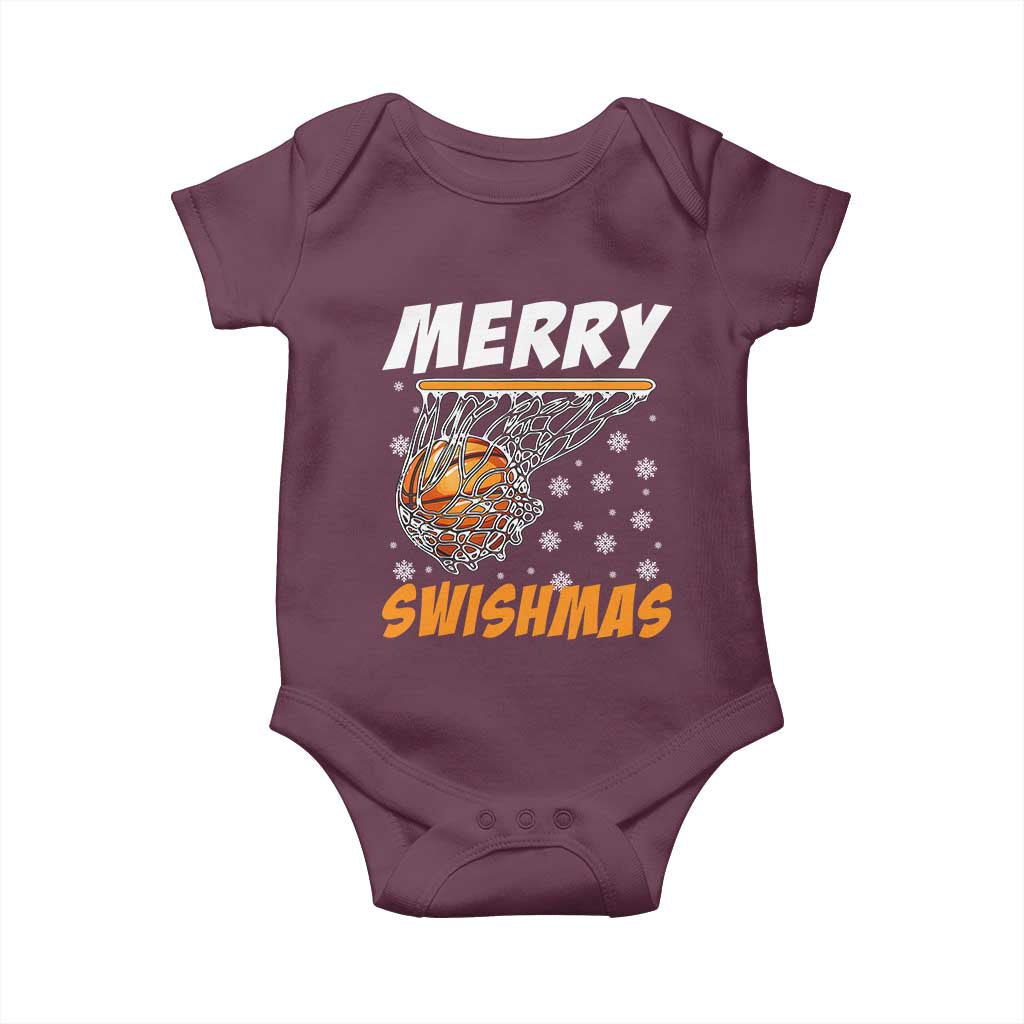 Funny Christmas Basketball Baby Onesie Merry Swishmas Xmas Swish Technique - Wonder Print Shop