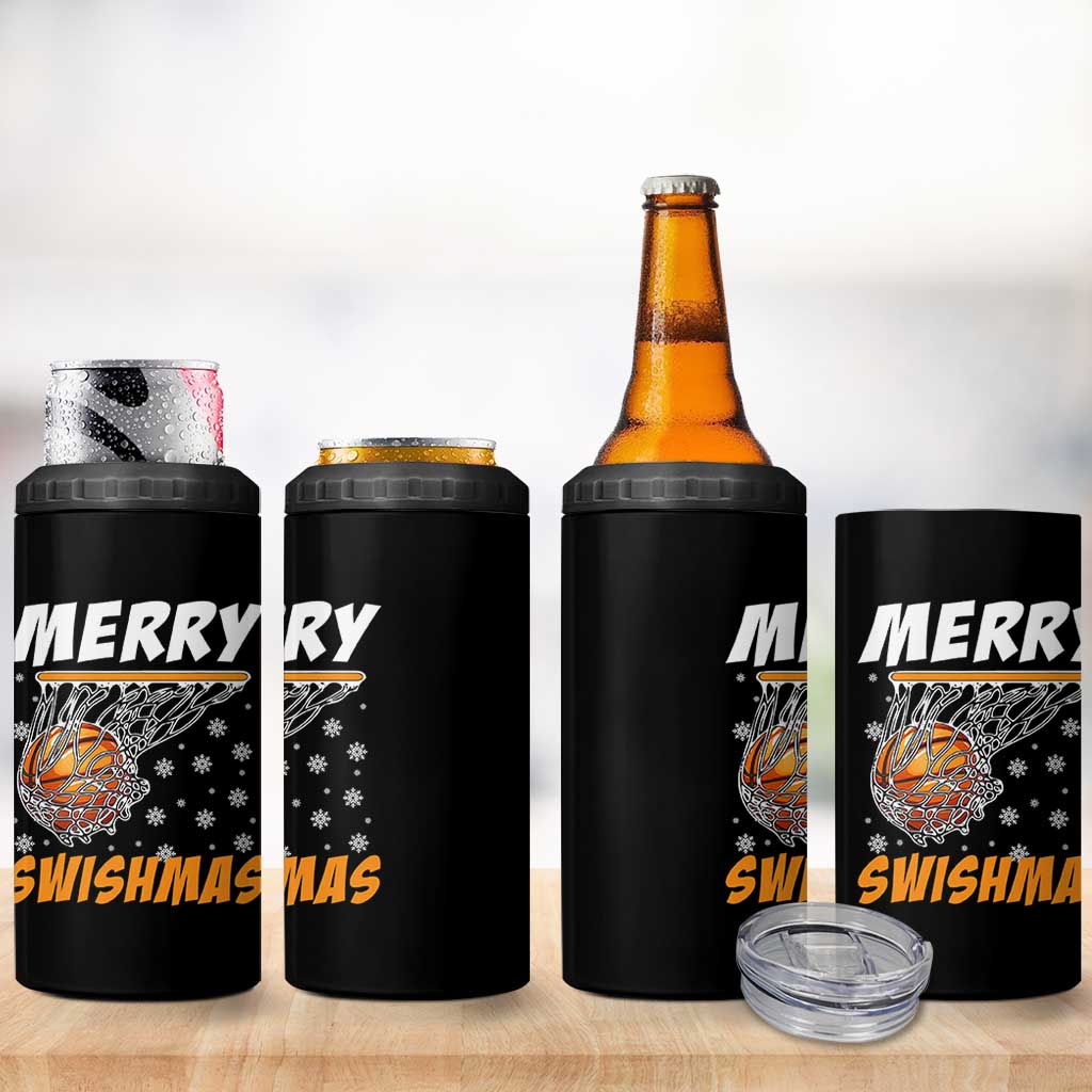 Funny Christmas Basketball 4 in 1 Can Cooler Tumbler Merry Swishmas Xmas Swish Technique - Wonder Print Shop