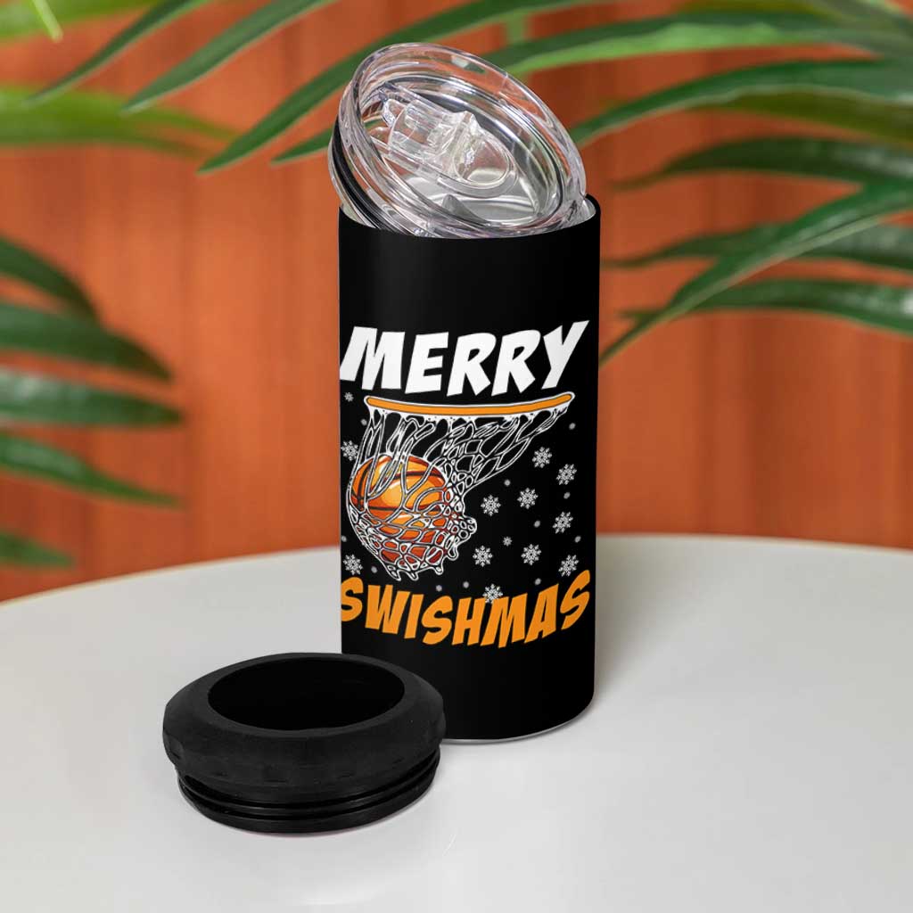 Funny Christmas Basketball 4 in 1 Can Cooler Tumbler Merry Swishmas Xmas Swish Technique - Wonder Print Shop