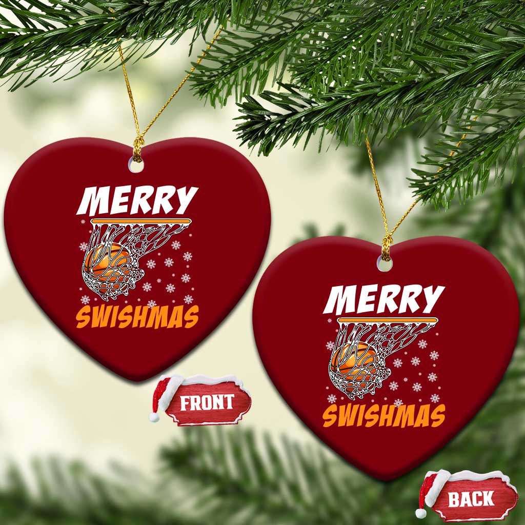 Funny Christmas Basketball Ceramic Ornament Merry Swishmas Xmas Swish Technique - Wonder Print Shop