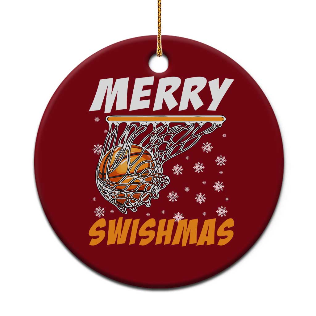 Funny Christmas Basketball Ceramic Ornament Merry Swishmas Xmas Swish Technique - Wonder Print Shop