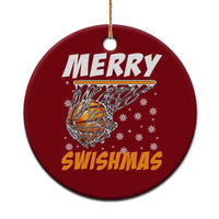 Funny Christmas Basketball Ceramic Ornament Merry Swishmas Xmas Swish Technique - Wonder Print Shop