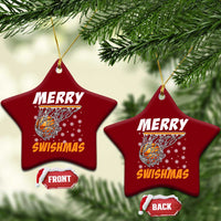 Funny Christmas Basketball Ceramic Ornament Merry Swishmas Xmas Swish Technique - Wonder Print Shop
