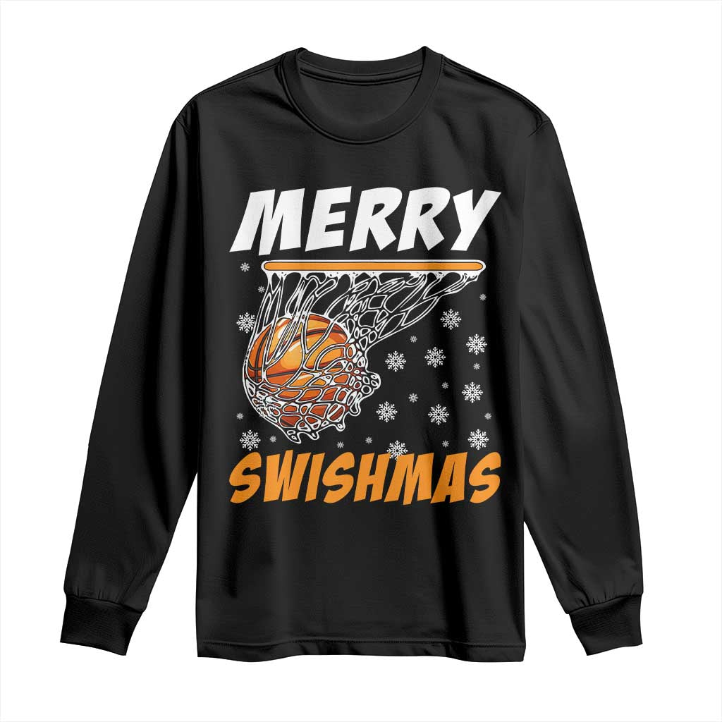 Funny Christmas Basketball Long Sleeve Shirt Merry Swishmas Xmas Swish Technique - Wonder Print Shop