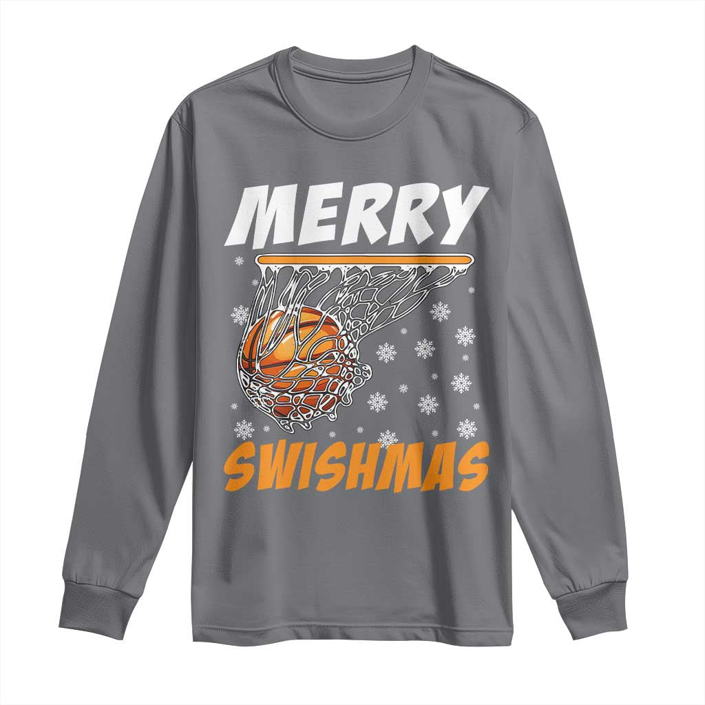 Funny Christmas Basketball Long Sleeve Shirt Merry Swishmas Xmas Swish Technique - Wonder Print Shop