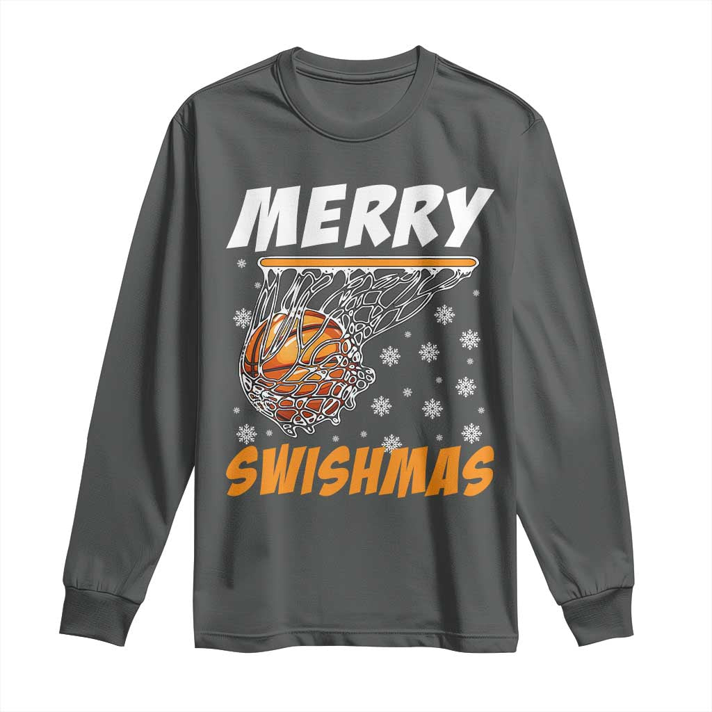 Funny Christmas Basketball Long Sleeve Shirt Merry Swishmas Xmas Swish Technique - Wonder Print Shop