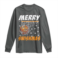 Funny Christmas Basketball Long Sleeve Shirt Merry Swishmas Xmas Swish Technique - Wonder Print Shop