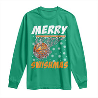 Funny Christmas Basketball Long Sleeve Shirt Merry Swishmas Xmas Swish Technique - Wonder Print Shop