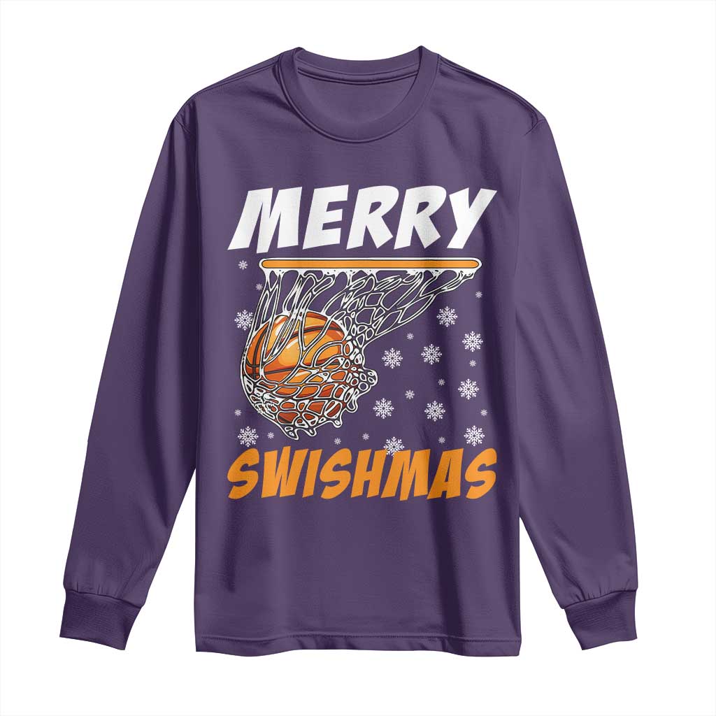 Funny Christmas Basketball Long Sleeve Shirt Merry Swishmas Xmas Swish Technique - Wonder Print Shop