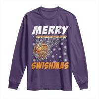 Funny Christmas Basketball Long Sleeve Shirt Merry Swishmas Xmas Swish Technique - Wonder Print Shop