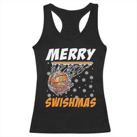 Funny Christmas Basketball Racerback Tank Top Merry Swishmas Xmas Swish Technique - Wonder Print Shop