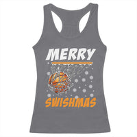 Funny Christmas Basketball Racerback Tank Top Merry Swishmas Xmas Swish Technique - Wonder Print Shop