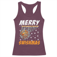 Funny Christmas Basketball Racerback Tank Top Merry Swishmas Xmas Swish Technique - Wonder Print Shop