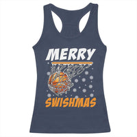 Funny Christmas Basketball Racerback Tank Top Merry Swishmas Xmas Swish Technique - Wonder Print Shop