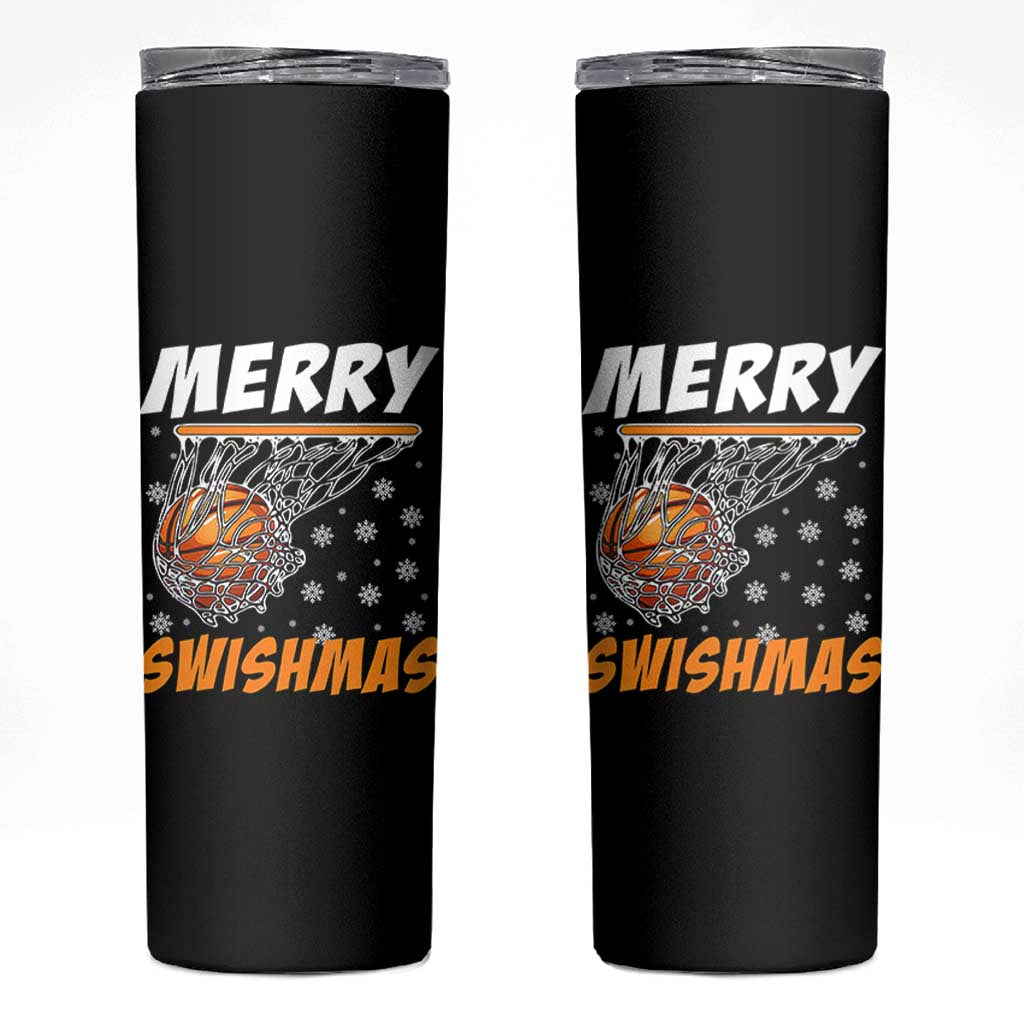 Funny Christmas Basketball Skinny Tumbler Merry Swishmas Xmas Swish Technique - Wonder Print Shop