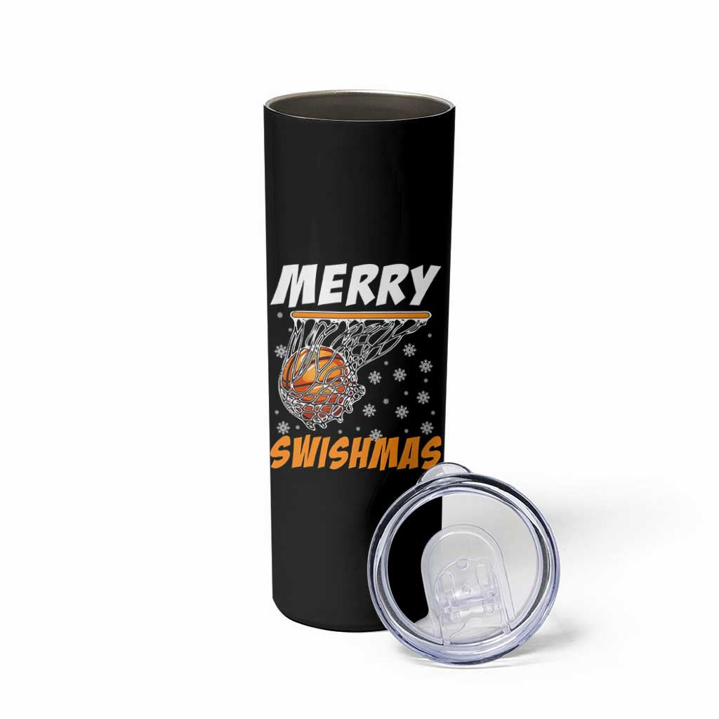 Funny Christmas Basketball Skinny Tumbler Merry Swishmas Xmas Swish Technique - Wonder Print Shop