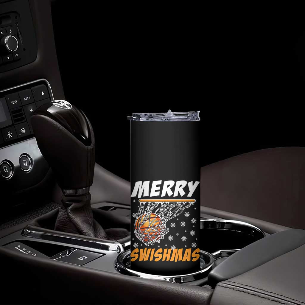 Funny Christmas Basketball Skinny Tumbler Merry Swishmas Xmas Swish Technique - Wonder Print Shop