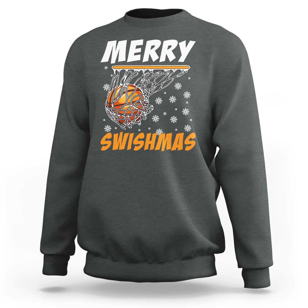 Funny Christmas Basketball Sweatshirt Merry Swishmas Xmas Swish Technique - Wonder Print Shop
