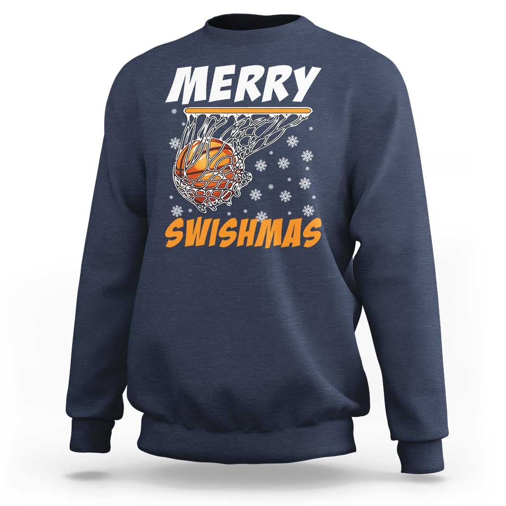 Funny Christmas Basketball Sweatshirt Merry Swishmas Xmas Swish Technique - Wonder Print Shop