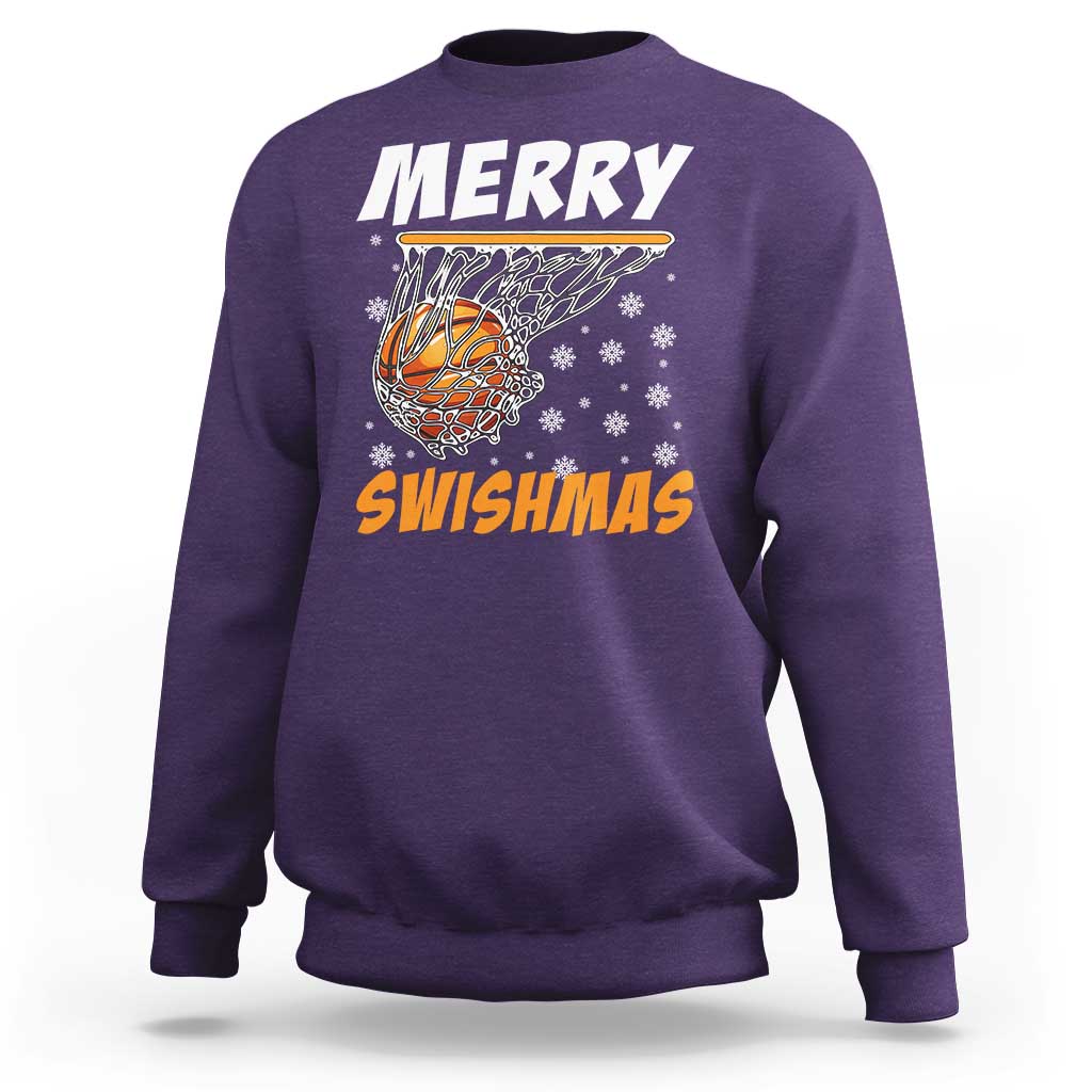 Funny Christmas Basketball Sweatshirt Merry Swishmas Xmas Swish Technique - Wonder Print Shop
