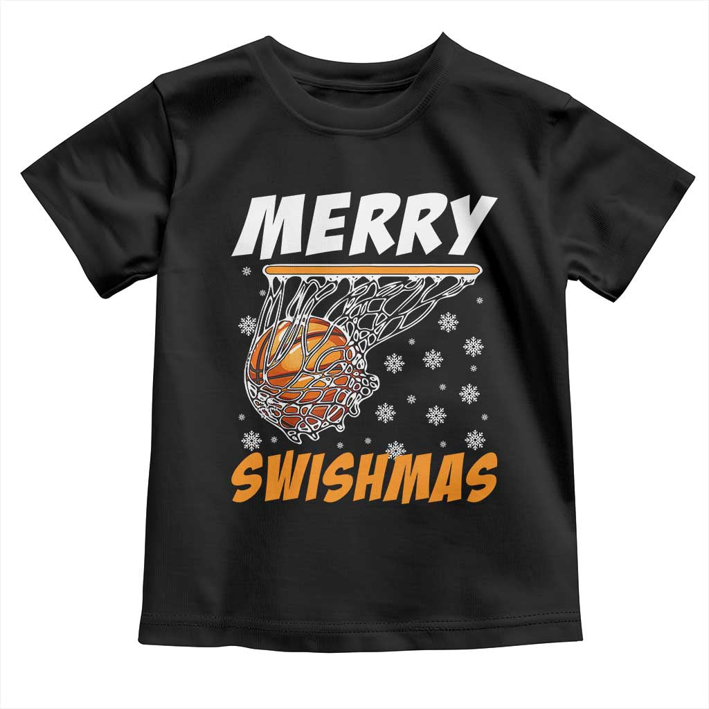 Funny Christmas Basketball Toddler T Shirt Merry Swishmas Xmas Swish Technique - Wonder Print Shop
