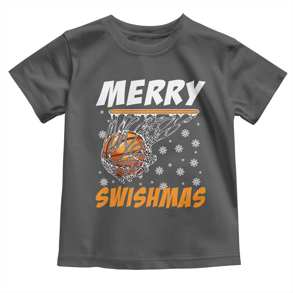 Funny Christmas Basketball Toddler T Shirt Merry Swishmas Xmas Swish Technique - Wonder Print Shop
