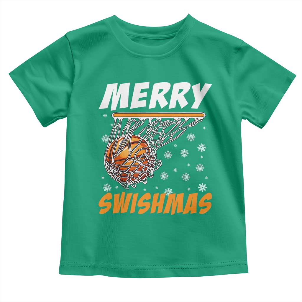 Funny Christmas Basketball Toddler T Shirt Merry Swishmas Xmas Swish Technique - Wonder Print Shop